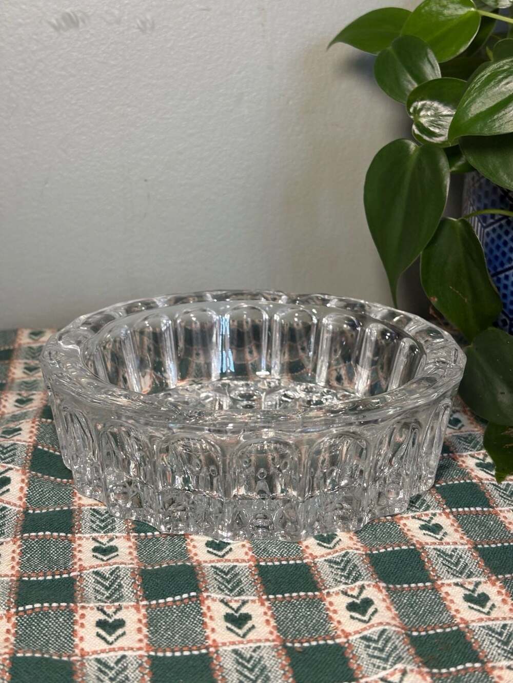 Vintage KIG Indonesia Heavy Cut Clear Glass Dish – 6”x1.75” RARE FIND